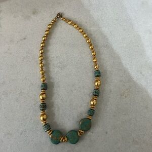 Elegant Gold and Turquoise Beaded Necklace